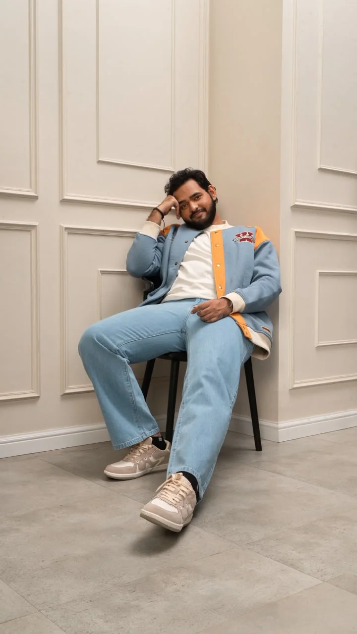Alii Khan in a candid vertical photograph